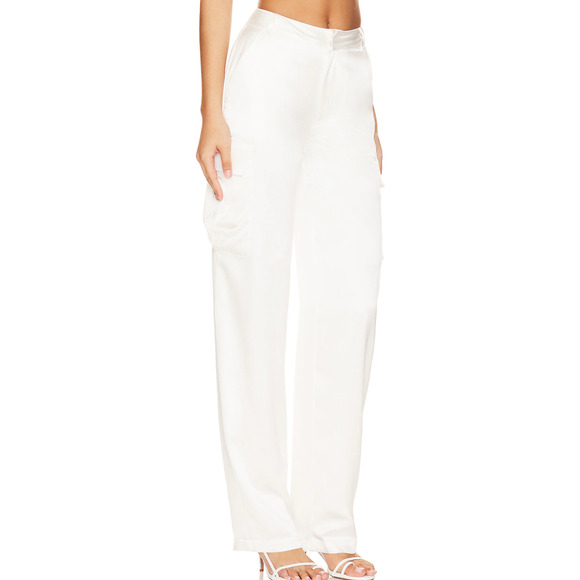 RtA White Silk Cargo Pant Size 2 Designer Long Baggy Satin Quiet Luxury $545 NEW - Picture 2 of 10